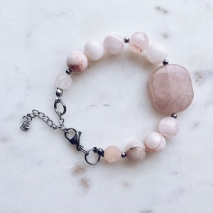 Krisztina Lango rózsakvarc, jáde ásványkarkötő - Meska.hu