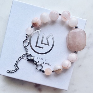 Krisztina Lango rózsakvarc, jáde ásványkarkötő - ékszer - karkötő - ásványkarkötő - Meska.hu