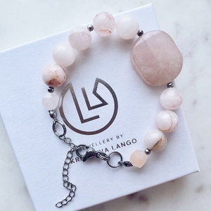 Krisztina Lango rózsakvarc, jáde ásványkarkötő - ékszer - karkötő - ásványkarkötő - Meska.hu