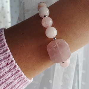 Krisztina Lango rózsakvarc, jáde ásványkarkötő - ékszer - karkötő - ásványkarkötő - Meska.hu