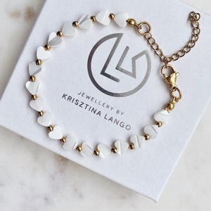 Krisztina Lango szív alakú gyöngyház karkötő - ékszer - karkötő - ásványkarkötő - Meska.hu