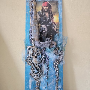 Jack Sparrow falikép, Művészet, Festmény, Festmény vegyes technika, Festett tárgyak, Festészet, MESKA