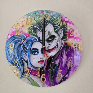 Joker és Harly, Otthon & Életmód, Dekoráció, Fali és függő dekoráció, Falióra & óra, Festészet, Festett tárgyak, MESKA