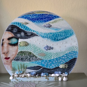 Tenger ihlette dekoráció, Otthon & Életmód, Dekoráció, Asztal és polc dekoráció, Asztaldísz, Festészet, Festett tárgyak, MESKA