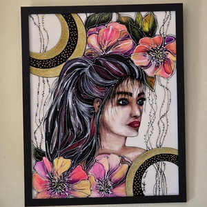 Női portré virágokkal - Meska.hu