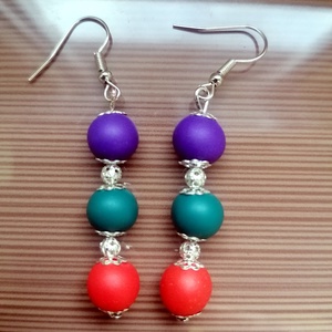 Egyedi lógó fülbevaló süthető gyurmából - ékszer - fülbevaló - lógó fülbevaló - Meska.hu