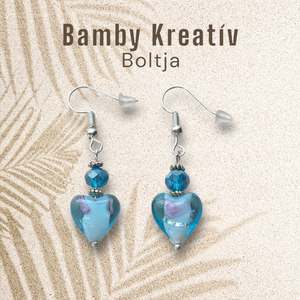 Üveggyöngy fülbevaló türkiz, Ékszer, Fülbevaló, Lógó fülbevaló, Gyöngyfűzés, gyöngyhímzés, MESKA