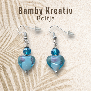 Üveggyöngy fülbevaló türkiz - ékszer - fülbevaló - lógó fülbevaló - Meska.hu