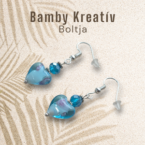 Üveggyöngy fülbevaló türkiz - ékszer - fülbevaló - lógó fülbevaló - Meska.hu
