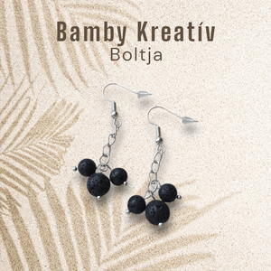 Lávakő gyöngy fülbevaló, Ékszer, Fülbevaló, Lógó fülbevaló, Gyöngyfűzés, gyöngyhímzés, MESKA