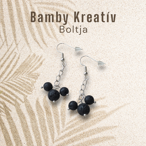 Lávakő gyöngy fülbevaló - ékszer - fülbevaló - lógó fülbevaló - Meska.hu