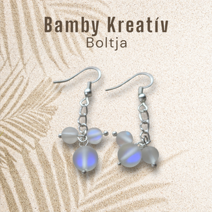 Holdkő gyöngy fülbevaló, Ékszer, Fülbevaló, Lógó fülbevaló, Gyöngyfűzés, gyöngyhímzés, MESKA