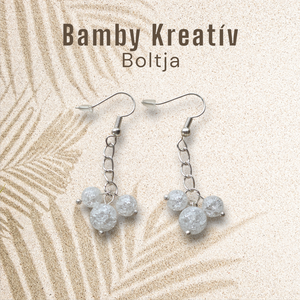 Hegyikristály gyöngy fülbevaló, Ékszer, Fülbevaló, Lógó fülbevaló, Gyöngyfűzés, gyöngyhímzés, MESKA