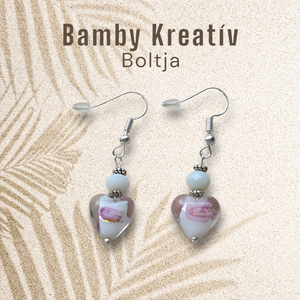 Üveggyöngy fülbevaló fehér, Ékszer, Fülbevaló, Lógó fülbevaló, Gyöngyfűzés, gyöngyhímzés, MESKA