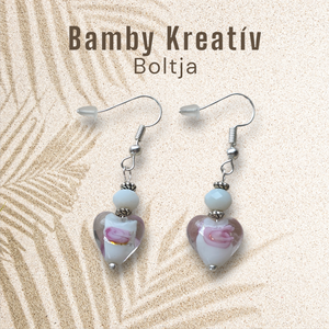 Üveggyöngy fülbevaló fehér - ékszer - fülbevaló - lógó fülbevaló - Meska.hu