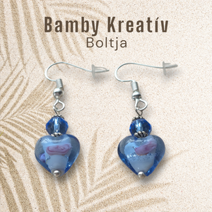 Üveggyöngy fülbevaló kék, Ékszer, Fülbevaló, Lógó fülbevaló, Gyöngyfűzés, gyöngyhímzés, MESKA