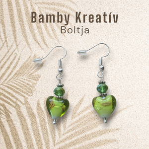 Üveggyöngy fülbevaló világos zöld - ékszer - fülbevaló - lógó fülbevaló - Meska.hu