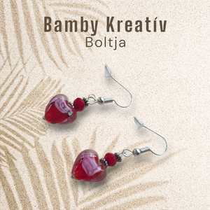 Üveggyöngy fülbevaló piros, Ékszer, Fülbevaló, Lógó fülbevaló, Gyöngyfűzés, gyöngyhímzés, MESKA