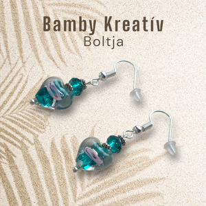 Üveggyöngy fülbevaló zöld, Ékszer, Fülbevaló, Lógó fülbevaló, Gyöngyfűzés, gyöngyhímzés, MESKA