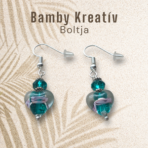 Üveggyöngy fülbevaló zöld - ékszer - fülbevaló - lógó fülbevaló - Meska.hu