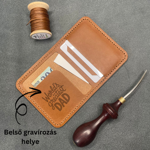 Apák napi gravírozott kártyatartó - világosbarna Buttero - Meska.hu