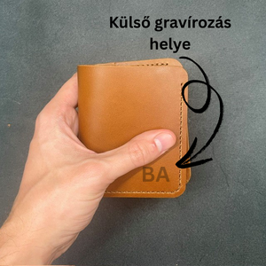 Gravírozott marhabőr férfi pénztárca - világosbarna Buttero - apák napja, gravírozott monogram - táska & tok - pénztárca & más tok - pénztárca - férfi pénztárca - Meska.hu