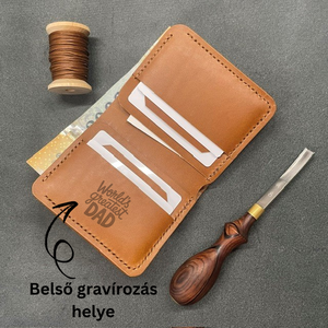Gravírozott marhabőr férfi pénztárca - világosbarna Buttero - apák napja, gravírozott monogram, Táska & Tok, Pénztárca & Más tok, Pénztárca, Férfi pénztárca, Bőrművesség, MESKA