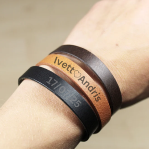 Minimal bőr karkötő többféle méretben, gravírozással - Meska.hu