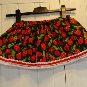 Piros tulipános kislány szoknya, Ruha & Divat, Babaruha & Gyerekruha, Szoknya, Varrás, MESKA