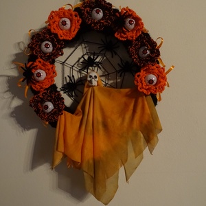 Halloweeni ajtódísz, Otthon & Életmód, Dekoráció, Ajtó- és ablak dekoráció, Ajtódísz & Kopogtató, Horgolás, MESKA