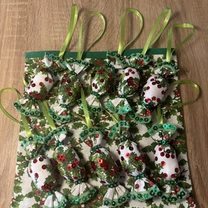 Adventi  textil szaloncukor - karácsony - karácsonyi lakásdekoráció - karácsonyfadíszek - Meska.hu