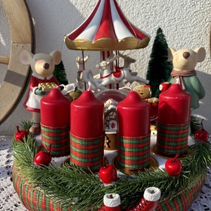 Adventi asztaldísz, Karácsony, Adventi díszek, Adventi koszorú, Foltberakás, Gyertya-, mécseskészítés, MESKA