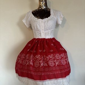 Lány bordűrös kékfestő néptáncos folklór magyaros népviseleti szoknya - Meska.hu