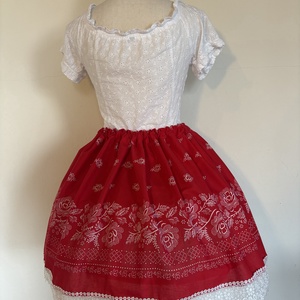 Lány bordűrös kékfestő néptáncos folklór magyaros népviseleti szoknya - ruha & divat - gyerekruha - szoknya - Meska.hu