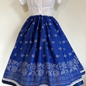 Kékfestő, bordűrös, néptáncos, magyaros, népviseleti, folklór szoknya - ruha & divat - gyerekruha - szoknya - Meska.hu