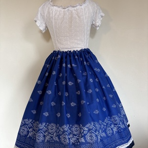 Kékfestő, bordűrös, néptáncos, magyaros, népviseleti, folklór szoknya - ruha & divat - gyerekruha - szoknya - Meska.hu