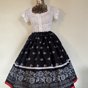 Kékfestő mintás néptáncos, folklór szoknya - ruha & divat - női ruha - szoknya - Meska.hu