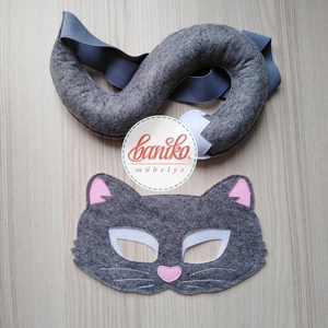 Szürke cica álarc és farok farsangi, halloweeni jelmezhez több színben - KÉSZLETEN -  - Meska.hu