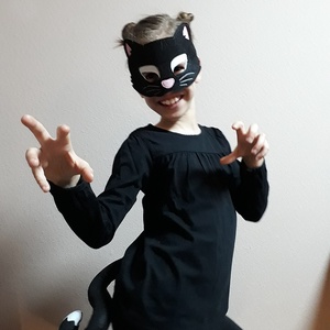 Fekete macskalány, cicalány jelmez, álarc és farok farsangi, halloweeni jelmezhez, szerepjátékhoz, drámajátékhoz - ruha & divat - jelmez & álarc - jelmez - Meska.hu