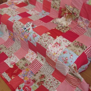 piros vintage patchwork takaró -  - Meska.hu