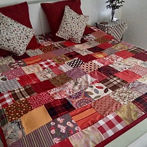 Patchwork takaró Vadvirág kérésére - otthon & életmód - lakástextil - ágytakaró - Meska.hu
