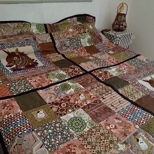 Unikornisos-macskás patchwork takaró megrendelésre - otthon & életmód - lakástextil - ágytakaró - Meska.hu