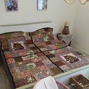 Unikornisos-macskás patchwork takaró megrendelésre - Meska.hu