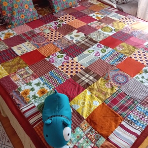 Kockás patchwork - otthon & életmód - lakástextil - ágytakaró - Meska.hu