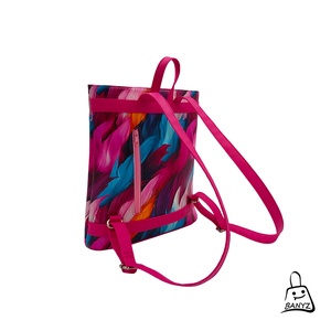 Színes tollmintás női hátitáska � A4-es, jól pakolható, kézműves darab  - táska & tok - hátizsák - hátizsák - Meska.hu