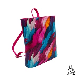 Színes tollmintás női hátitáska � A4-es, jól pakolható, kézműves darab  - táska & tok - hátizsák - hátizsák - Meska.hu