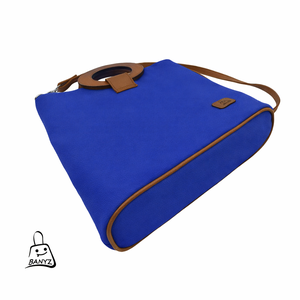 Kék�barna fafogós 2in1 kézitáska és válltáska - táska & tok - kézitáska & válltáska - nagy pakolós táska - Meska.hu