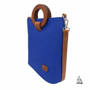 Kék�barna fafogós 2in1 kézitáska és válltáska - Meska.hu