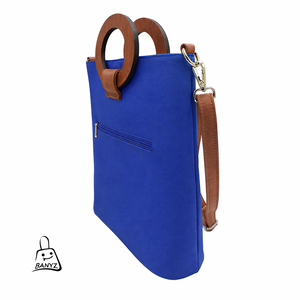 Kék�barna fafogós 2in1 kézitáska és válltáska - táska & tok - kézitáska & válltáska - nagy pakolós táska - Meska.hu