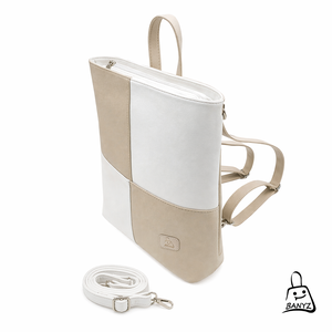 Bézs�fehér többfunkciós női táska � egy táska, háromféle hordási mód  - extra vállpánttal - Meska.hu